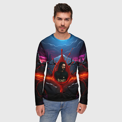 Мужской лонгслив Bones внутри капли / 3D-принт – фото 3