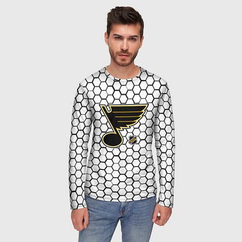 Мужской лонгслив Сент Луис Блюз - белые соты / 3D-принт – фото 3