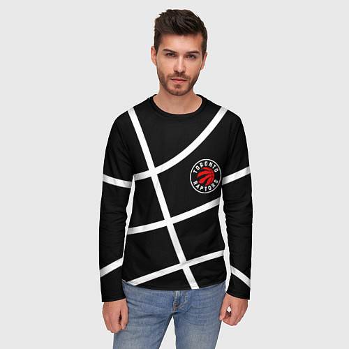 Мужской лонгслив Торонто Рэпторс - текстура мяча / 3D-принт – фото 3