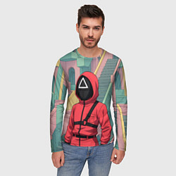 Лонгслив мужской Игра в кальмара - страж в аниме стиле, цвет: 3D-принт — фото 2