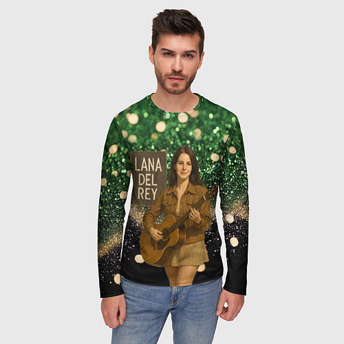 Мужской лонгслив Lana Del Rey играет на гитаре / 3D-принт – фото 3