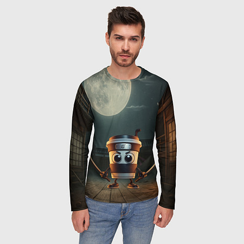 Мужской лонгслив Капучино Ассассино мем / 3D-принт – фото 3