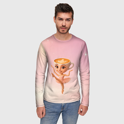 Мужской лонгслив Балерина капучино ии мем / 3D-принт – фото 3