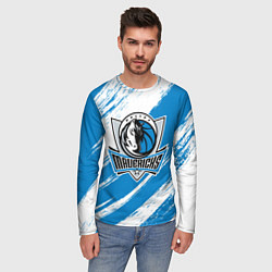 Лонгслив мужской Даллас Маверикс - белый и синий, цвет: 3D-принт — фото 2