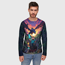 Лонгслив мужской Дракон края и Стив - Майнкрафт арт, цвет: 3D-принт — фото 2