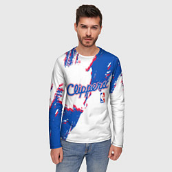 Лонгслив мужской Клипперс - разлитая краска, цвет: 3D-принт — фото 2
