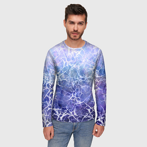 Мужской лонгслив Абстракция - white web on blue background / 3D-принт – фото 3