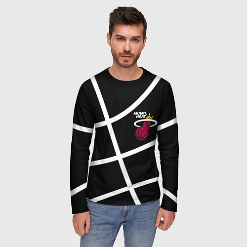 Мужской лонгслив Майами Хит - баскетбольный линии / 3D-принт – фото 3