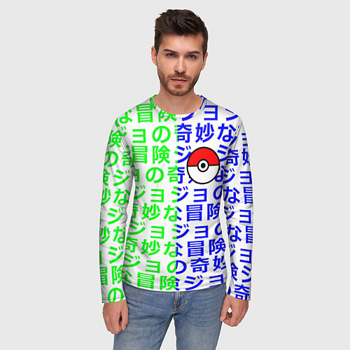 Мужской лонгслив Pokemon japan pattern / 3D-принт – фото 3