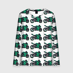 Лонгслив мужской Motorcycle turquoise, цвет: 3D-принт