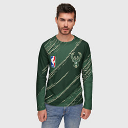 Лонгслив мужской Милуоки Бакс - линии с потертостями, цвет: 3D-принт — фото 2