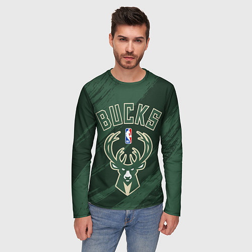 Мужской лонгслив Милуоки Бакс - цвета команды / 3D-принт – фото 3