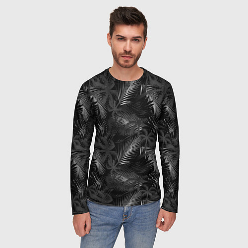 Мужской лонгслив Palm black and white / 3D-принт – фото 3