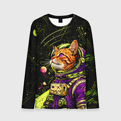 Лонгслив мужской Кислотный кот в космосе, цвет: 3D-принт