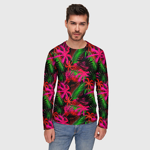 Мужской лонгслив Palm red pink / 3D-принт – фото 3