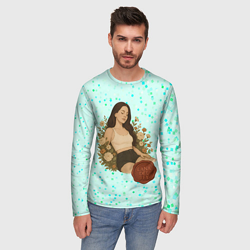 Мужской лонгслив Lana Del Rey сидит в цветах / 3D-принт – фото 3