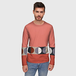 Лонгслив мужской Луна Малевича розовый томат, цвет: 3D-принт — фото 2
