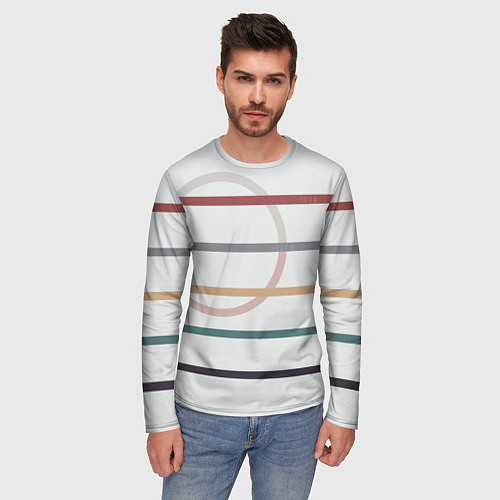 Мужской лонгслив Stripes and circle / 3D-принт – фото 3
