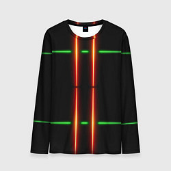 Мужской лонгслив Neon green black red line