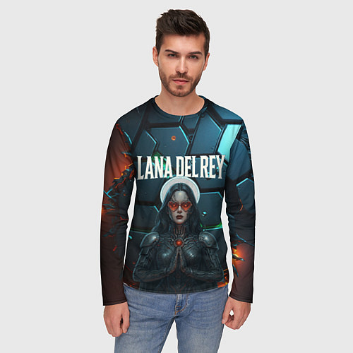 Мужской лонгслив Lana Del Rey в стиле киберпанка / 3D-принт – фото 3
