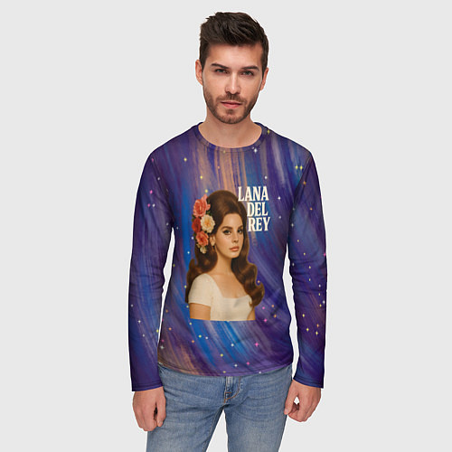 Мужской лонгслив Lana Del Rey с цветами в волосах / 3D-принт – фото 3