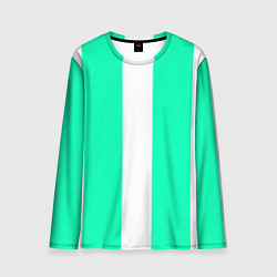 Лонгслив мужской Color turquoise white line, цвет: 3D-принт
