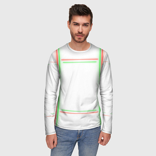 Мужской лонгслив Neon light green red / 3D-принт – фото 3