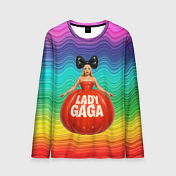 Лонгслив мужской Леди Гага в круглом надувном платье, цвет: 3D-принт