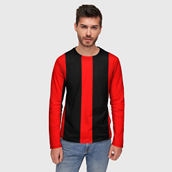 Лонгслив мужской Color black red lines, цвет: 3D-принт — фото 2