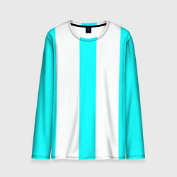 Лонгслив мужской Color light blue white lines, цвет: 3D-принт