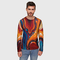 Лонгслив мужской Пламя и синева, цвет: 3D-принт — фото 2