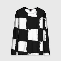 Лонгслив мужской Черные квадраты в виде шахматной доски, цвет: 3D-принт