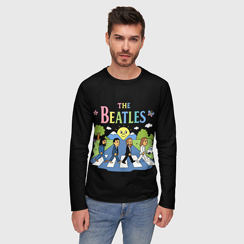 Мужской лонгслив The Beatles, мультяшный стиль / 3D-принт – фото 3
