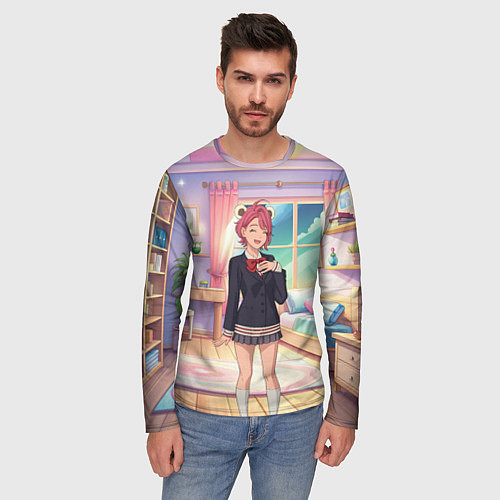 Мужской лонгслив Дандадан Сиратори Айра смущается / 3D-принт – фото 3