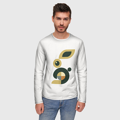 Мужской лонгслив Черный кролик в стиле модерн / 3D-принт – фото 3