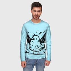 Лонгслив мужской Чайка в стиле скетча, цвет: 3D-принт — фото 2
