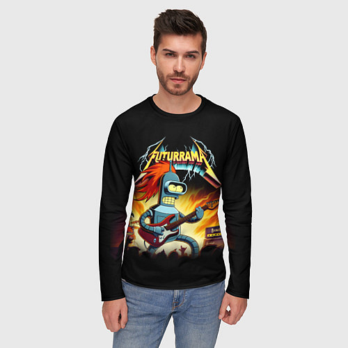 Мужской лонгслив Bender is a hard rock guitarist - Futurama / 3D-принт – фото 3