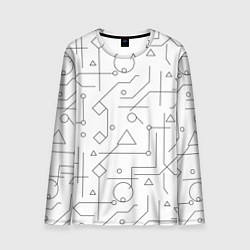 Лонгслив мужской Техно-Геометрия на белое, цвет: 3D-принт