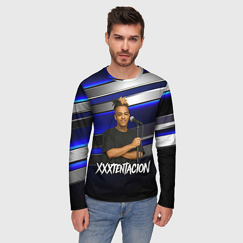 Мужской лонгслив XXXTentacion с микрофоном довольный / 3D-принт – фото 3