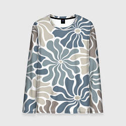 Мужской лонгслив Цветы blue and beige pattern