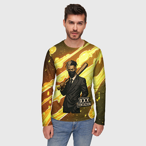Мужской лонгслив XXXTentacion в пиджаке с битой / 3D-принт – фото 3