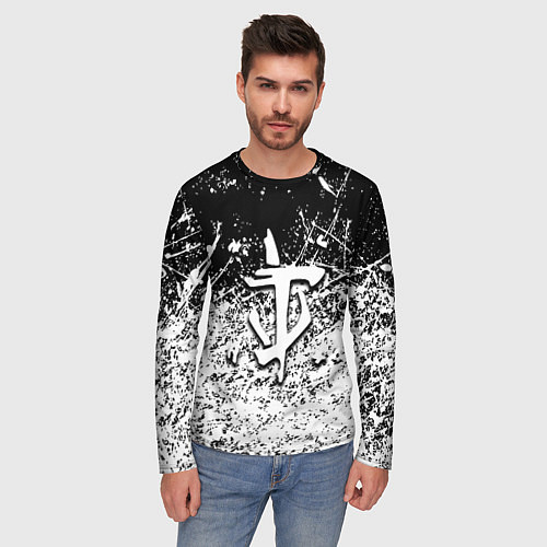 Мужской лонгслив Doom краски всплеск кисти / 3D-принт – фото 3