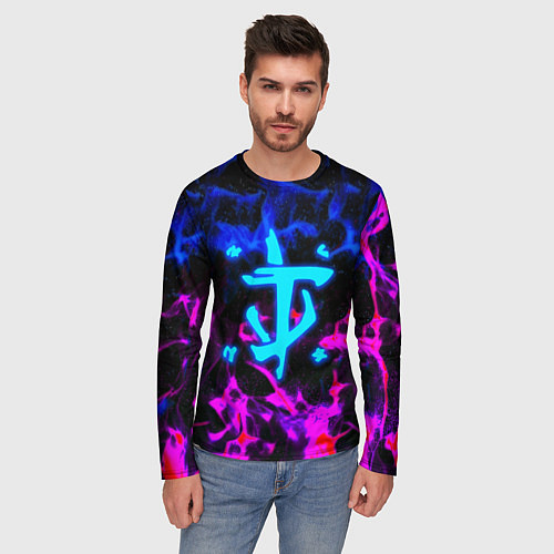 Мужской лонгслив Doom неоновый дым / 3D-принт – фото 3