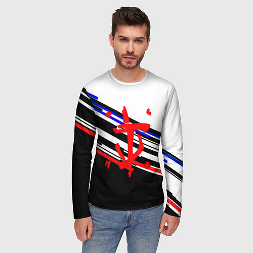 Мужской лонгслив Doom line color / 3D-принт – фото 3