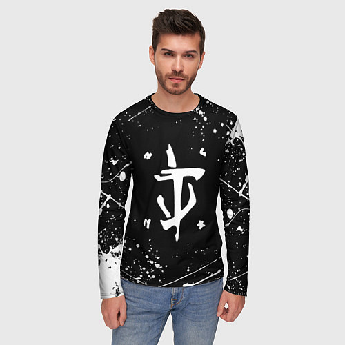 Мужской лонгслив Doom краски белые / 3D-принт – фото 3