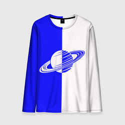 Лонгслив мужской Сатурн сине-белый, цвет: 3D-принт