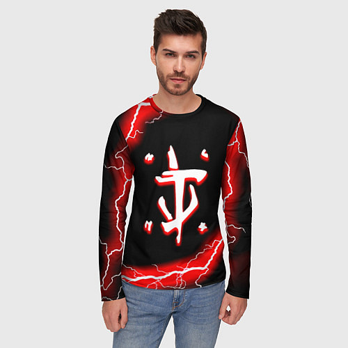 Мужской лонгслив Doom красный шторм / 3D-принт – фото 3