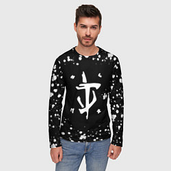 Лонгслив мужской Doom брызги белых красок, цвет: 3D-принт — фото 2