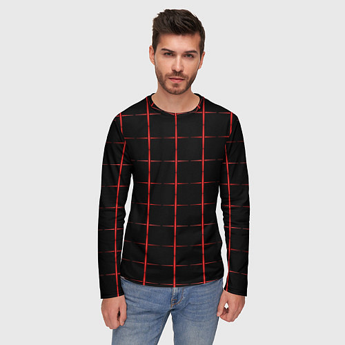 Мужской лонгслив Color black red crosses / 3D-принт – фото 3