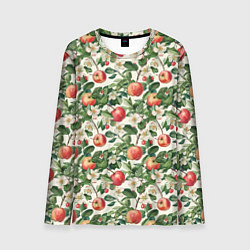 Лонгслив мужской Яркие яблочки - паттерн, цвет: 3D-принт